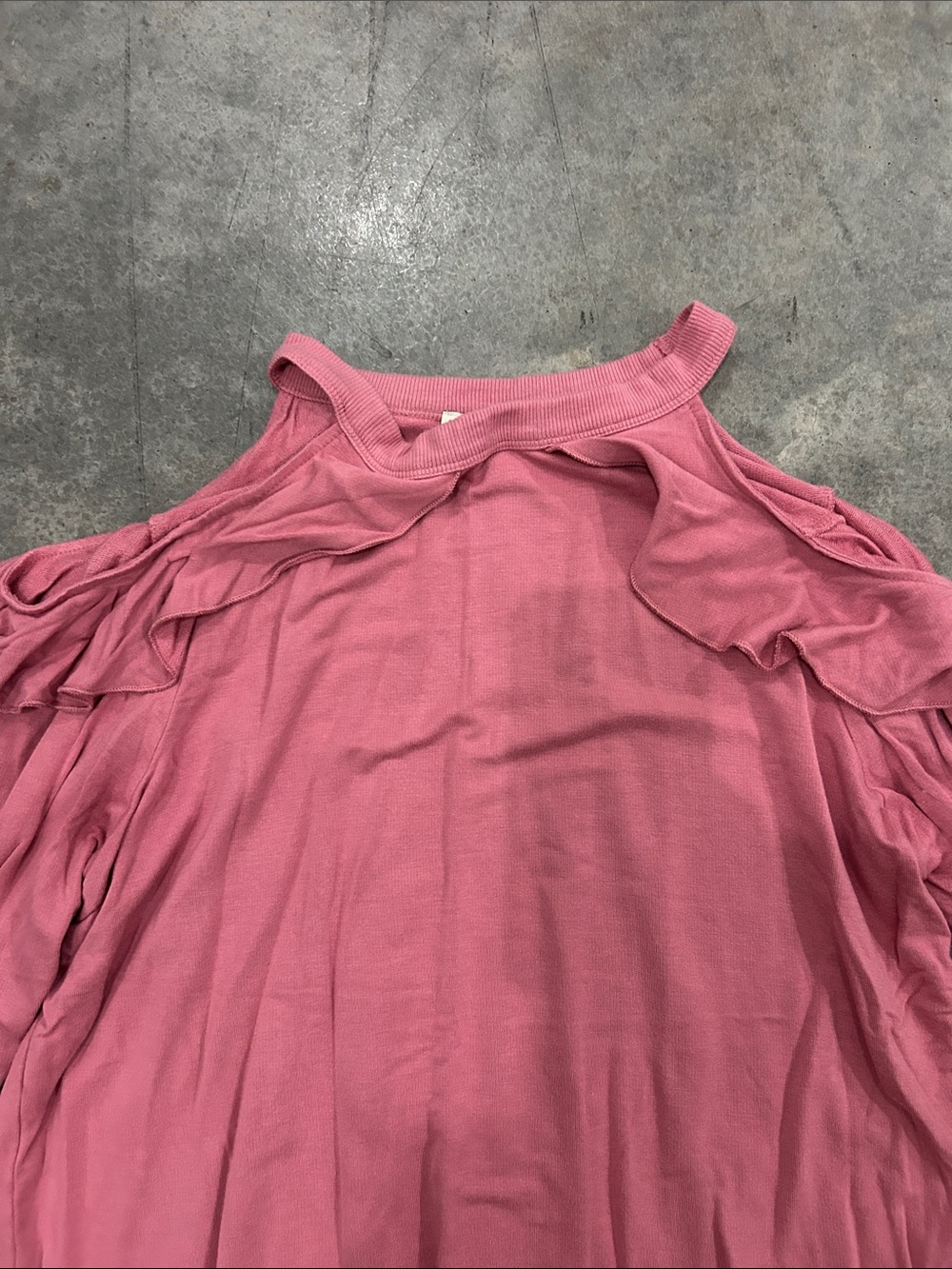 Express Pink Cold-Shoulder Ruffle Sweatshirt - Picture 6 of 8